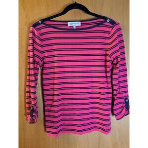 Women's Jones New York Pink and Blue Striped Shirt Size M